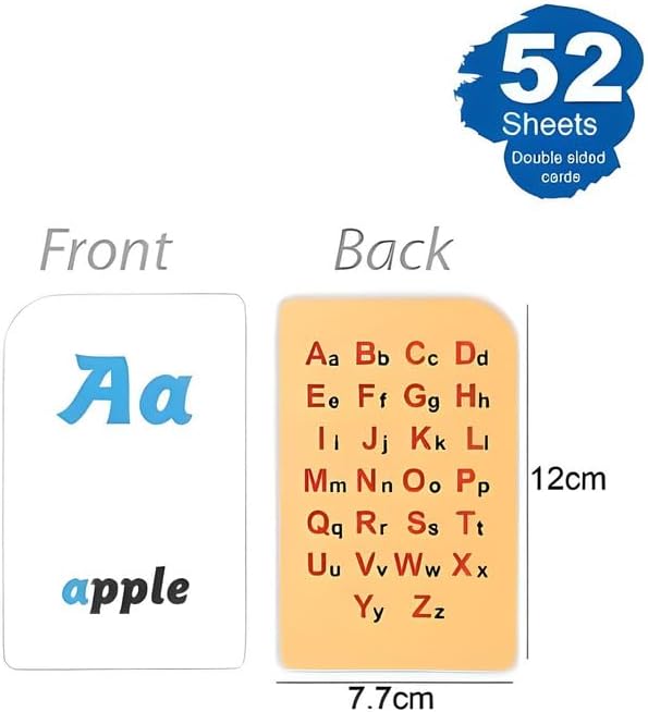 120 Pieces 36 Sheets Alphabet Series Flash Cards (12x7.7cm Learning Tool for Kids)