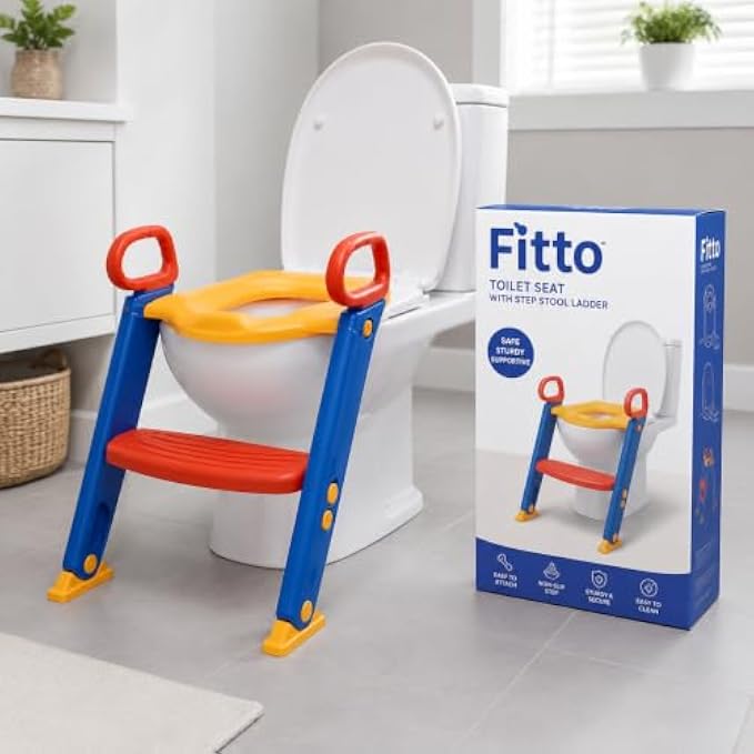 60 Pieces Foldable Potty Training Toilet Seats with Ladder (Non-Slip Step – Easy-Grip Handles and Contoured Seat – Multicolor)