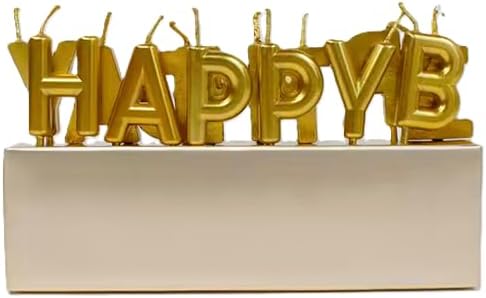 120 Pieces Gold Happy Birthday Candle Cake Toppers with glitters (Birthday Cake Decoration – Candle Toppers – Party Supplies)