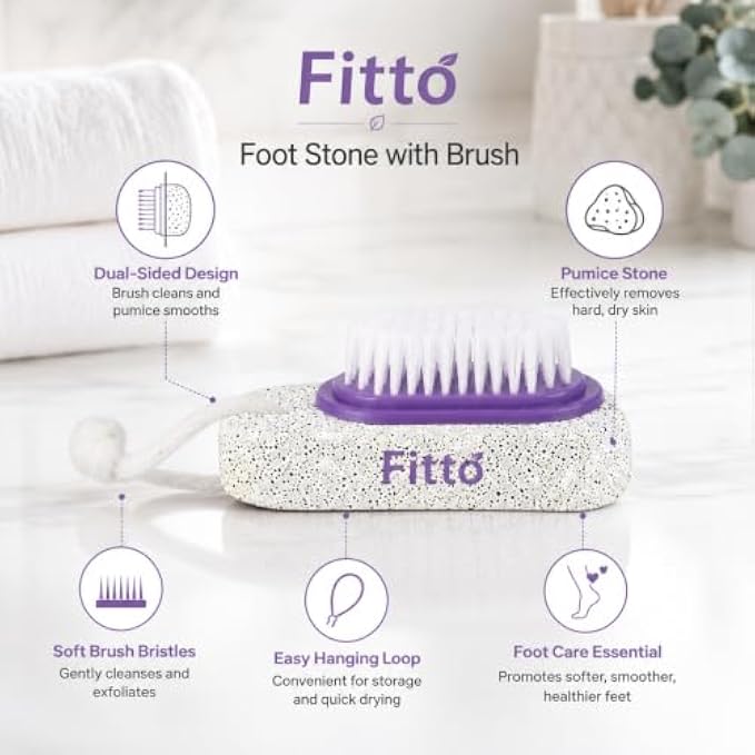 144 Pieces Foot Stones with Brush (Dual Sided Pumice Stone Foot Scrubber with Soft Bristles – Hanging Loop – White Purple)