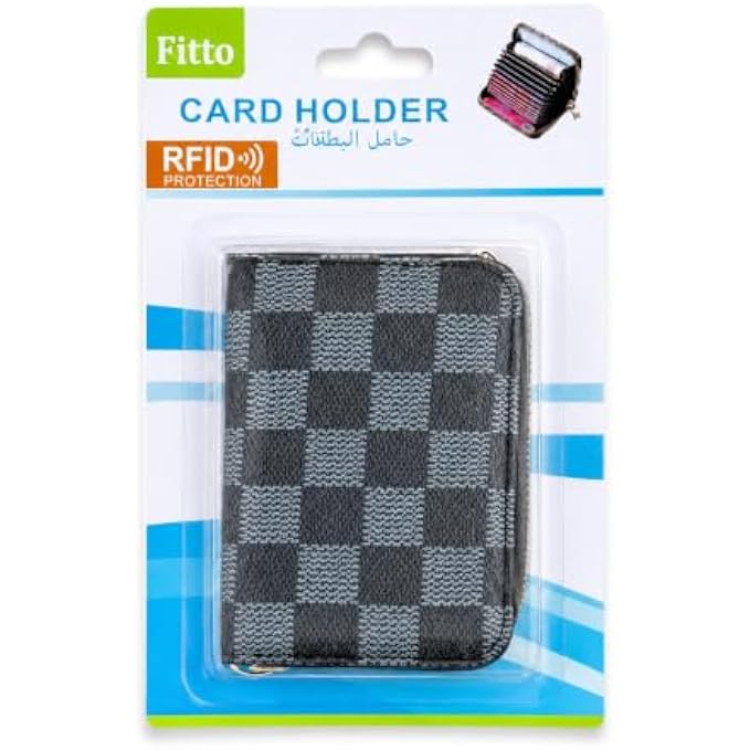 144 Pieces Blocking Zip-Around Card Holder Wallet (Multiple Card Slots – Cash Compartment – Black and Grey)