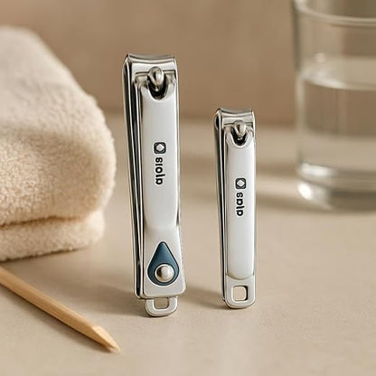 Nail Clipper Set 8x1.4cm & 7x1.1cm – Nail Clippers for Fingernails & Toenails, Compact Travel Nail Trimmers, Precision Pocket Nail Cutter