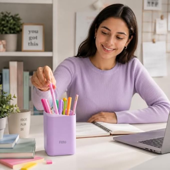 120 Pieces Lavender Desktop Pen Holders (Compact Open-Top Plastic Organizer for Pens – Pencils – Markers – Brushes and Stationery Tools)