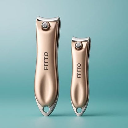Stainless Steel Nail Clipper Set 2pcs (8x1.7cm & 6.5x1.4cm) Fingernail & Toenail Clippers Manicure Pedicure Travel Portable