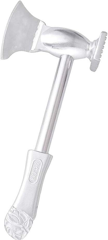 Kitchen Hammer – Silver Meat Tenderizer with Axe & Press Pounder for Hotel & Home Use, Aluminum & Steel Construction – 27.5cm x 15cm x 3.8cm