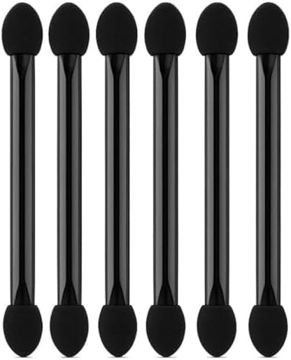 Eyeshadow Sponge Applicators Pack of 6 Black - Foam Tip Eye Shadow Applicator for Eye Makeup, Travel & Touch-Ups