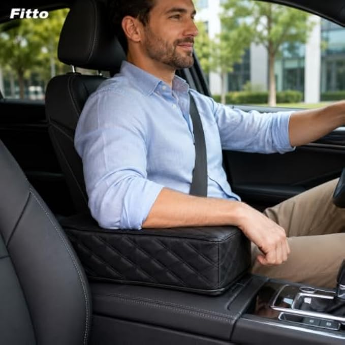 72 Pieces Car Armrest Cushions (Black Quilted Center Console Pad with Soft Padding and Protective Cover for Cars – SUVs and Vans)