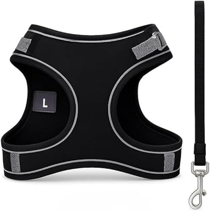 Pet Harness and Lead Set Size L 20x15cm Adjustable Padded Breathable Dog Puppy Cat Walking Harness with Leash