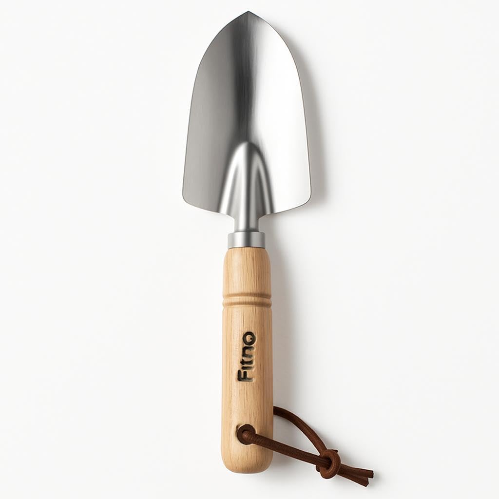 Stainless Steel Gardening Trowel with Wooden Handle and Leather Strap