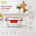 96 Pieces 300ML Glass Food Storage Containers with Airtight Lock Lid (Rectangular Clear Meal Prep Box – Freezer & Dishwasher Safe – Red)