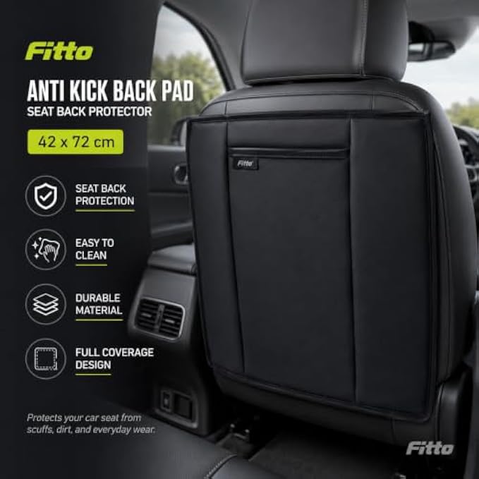 96 Pieces Anti-Kick Car Seat Back Protectors (42 x 72 cm – Full-Coverage Backseat Mat with Storage Pocket for Cars and SUVs – Black)