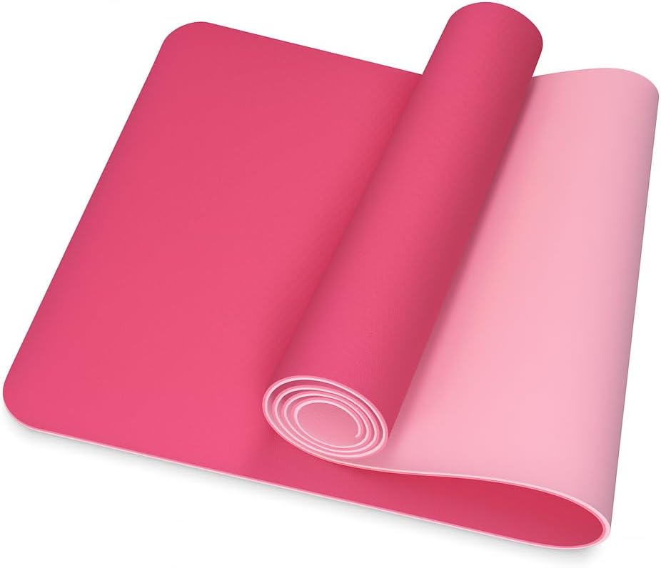96 Pieces 4mm Thick Yoga Mats (61x183cm - Non-Slip – Eco-Friendly Pink Exercise Mat for Yoga – Pilates – Fitness – and Home Workouts - Extra Cushioning for Joint Support)