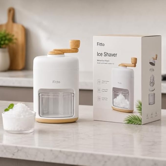 72 Pieces Manual Ice Shavers with Hand Crank (Compact Countertop Shaved Ice Maker with Removable Collection Container for Desserts and Cold Drinks – White and Beige)