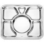 96 Pieces Stainless Steel Divided Food Trays (Multi-Compartment Meal Plate with Rounded Edges – Easy Clean Serving Plate for Home – Office)
