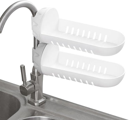 Dual Tier Faucet Shelving, Lightweight PP Material, pack of 1, Light Grey/Dark Grey