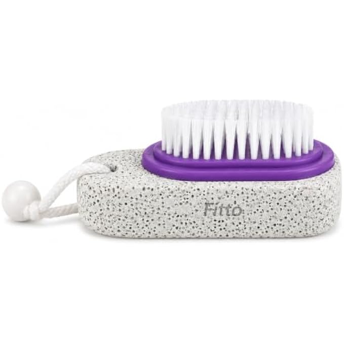 144 Pieces Foot Stones with Brush (Dual Sided Pumice Stone Foot Scrubber with Soft Bristles – Hanging Loop – White Purple)