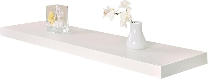 FITTO 40cm & 60cm Floating Wall Shelves, Available in White, Black, Oak Effect, and Brown Finishes - Wall-Mounted Storage Shelf for Bedroom, Living Room, Bathroom, Modern Home Decor