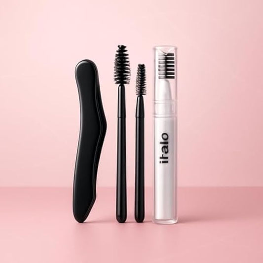 Eyebrow Grooming Set Black – Tweezers, Scissors, Spoolie Brush, Razor & Comb for Shaping, Trimming & Facial Hair Removal
