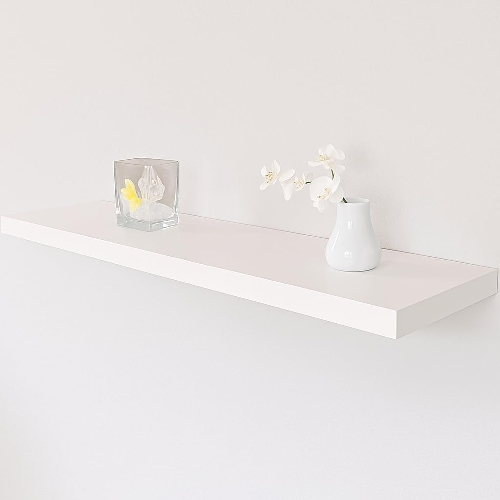 72 Pieces 40cm &s (60cm Floating Wall Shelves – Available in White – Black – Oak Effect – and Brown Finishes - Wall-Mounted Storage Shelf for Bedroom – Living Room – Bathroom – Modern Home Decor)