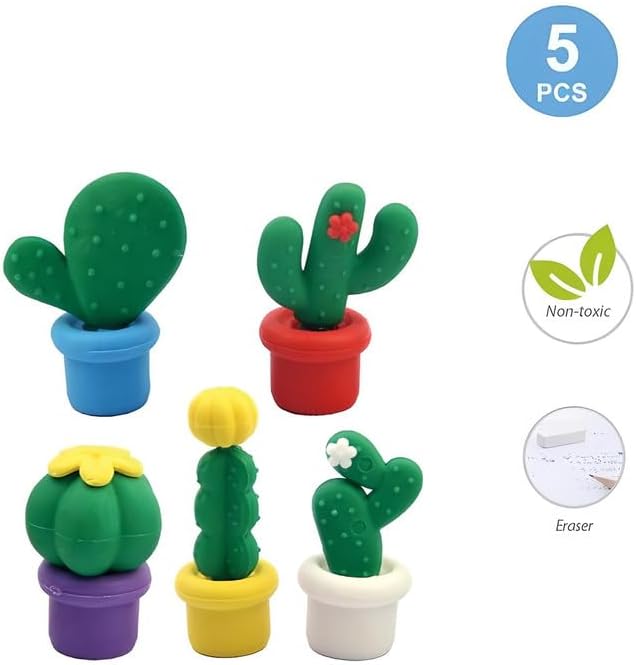 120 Pieces 5 Assorted Plant Shaped Erasers (Colorful Stationery for School and Office)