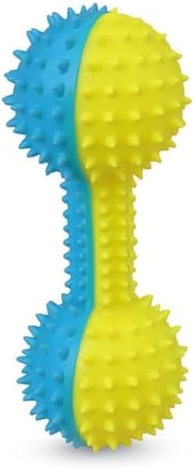 Dog Dumbbell Toy 20.5x7.5cm - Blue & Yellow Chew and Fetch Toy for Dogs, Tug and Training Interactive Toy