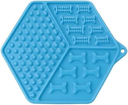 Lick Pad for Dogs & Cats Blue Square Silicone Licking Mat 18.5 x 15.5 cm Slow Feeder Calming Treat Mat