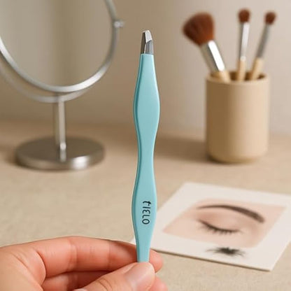 Blue Precision Eyebrow Tweezers - Tweezer for Hair Removal, Makeup & Grooming, Portable Beauty Tweezer for Brows and Face