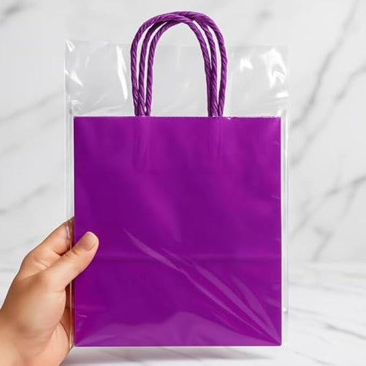 Purple X-Small Paper Bags - Small Purple Paper Treat Bags for Party Favors, Candy, Snacks, Crafts