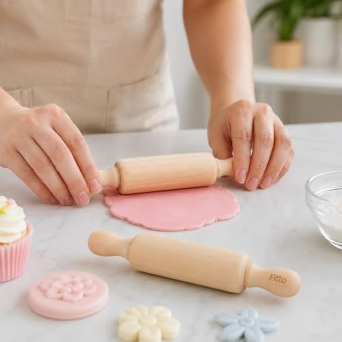 144 Pieces Mini Wooden Rolling Pin Sets (2-Piece 24 cm Smooth Rolling Tools with Easy-Grip Handles for Dough – Fondant – Cookies and Crafts)
