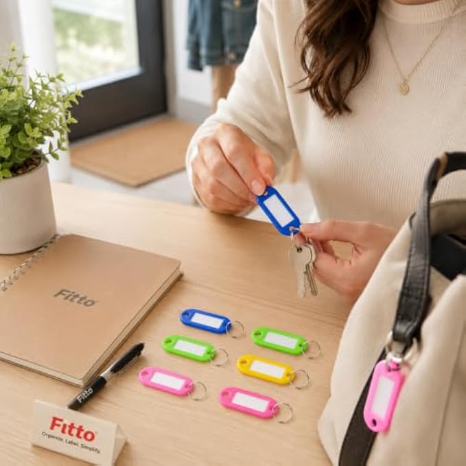144 Pieces 8 Piece Tag Key Chain Sets (Assorted Colors Plastic Key Labels with Write-On Inserts and Metal Split Rings for Keys – Bags – Luggage and Storage)