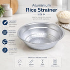 96 Pieces Aluminium Rice Strainers (Size 14 – 35.5 cm Perforated Colander for Rinsing Rice – Grains – Fruits and Vegetables – Silver)