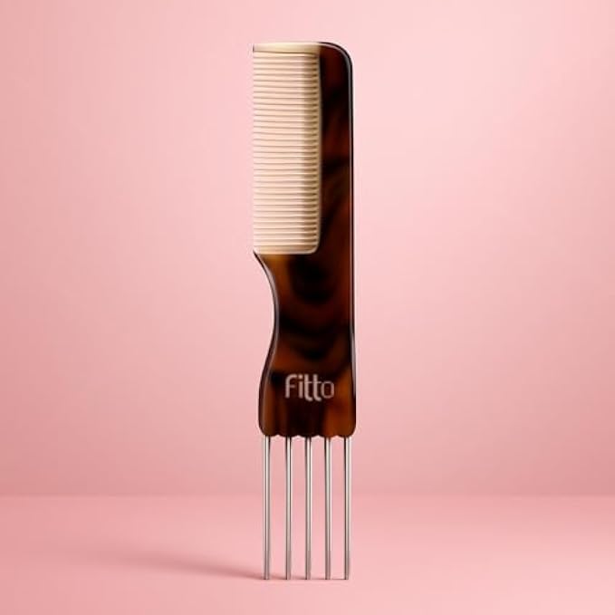 Lifting Back Metal Comb Brown - Teasing Volumizing Backcomb for Hair Styling & Salon Use