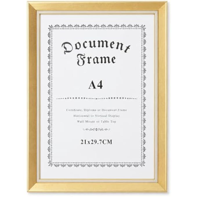 96 Pieces A4 Document Frames (21 x 29.7 cm for Certificates – Diplomas and Photos – Wall or Tabletop Display – Gold and Silver)
