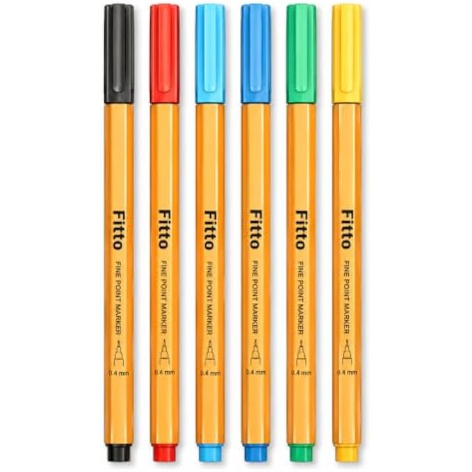 120 Pieces Fine Point Markers (6-Piece Assorted Colors Pens with 0.4 mm Precision Tips for Writing – Drawing – Journaling and Sketching)