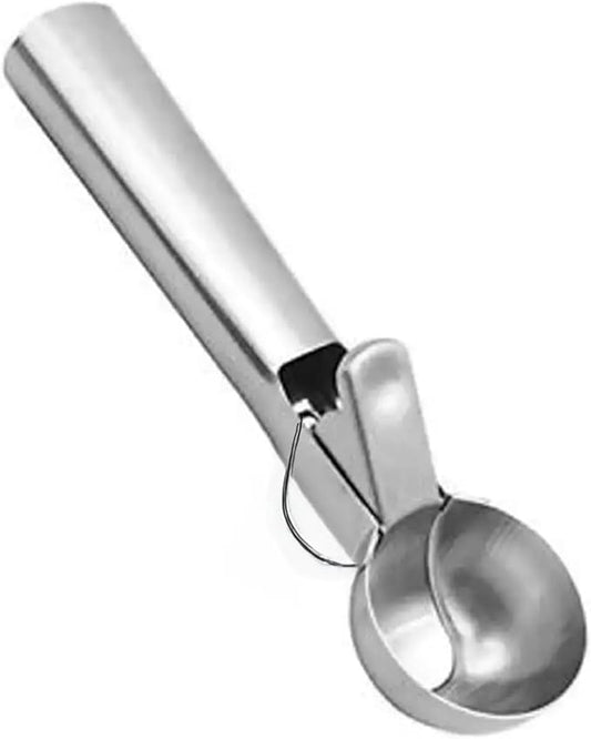 FITTO Stainless Steel Trigger Ice Cream Scoop - Durable, Ergonomic Design for Effortless Serving, 18.8 CM Length, Perfect for Home, Kitchen, Bars, and Parties