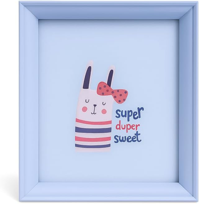 Wooden Photo Frame with Blue Border, 6x8 Inch Size, Decorative Picture Frame for Home and Office