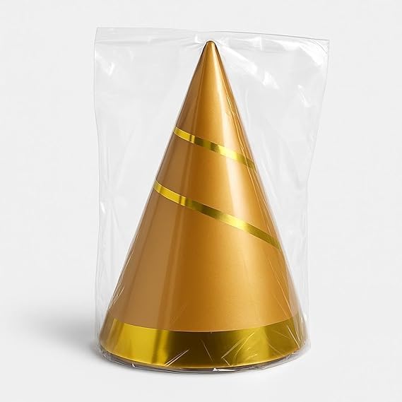 120 Pieces Gold Cone Party Hats Medium Pack of 6 - Birthday Party Cone Hats for Kids & Adults Party Supplies