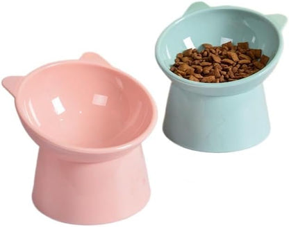 Cat Feeder Bowl – Tilted Design – 13.5cm x 11.5cm – 200ml Capacity – Pack of 4, Assorted Colors