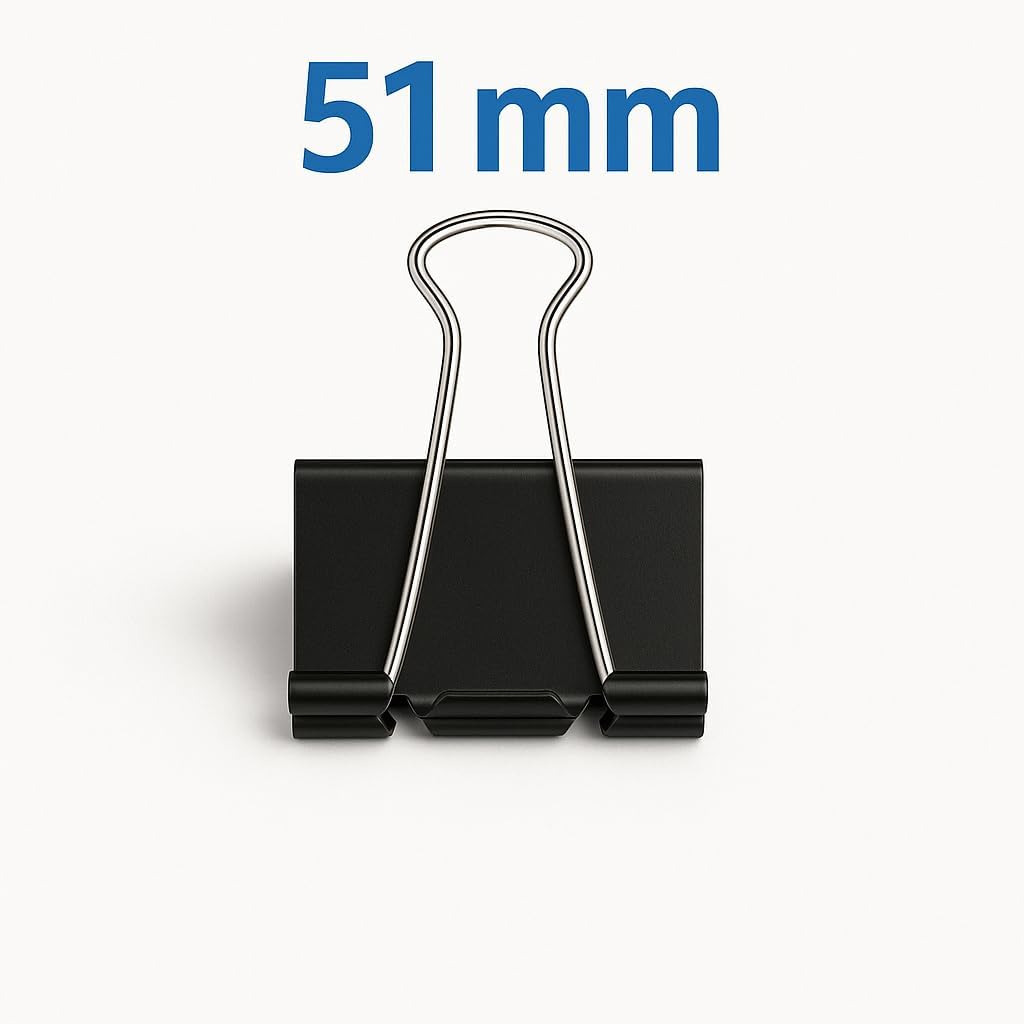 120 Pieces Binder Clips - Heavy Duty Metal Clamps for Organizing Papers (Files – Office Supplies – and Schoolwork - Durable – Reusable – Ideal for Home – Office – and Classroom Use (12Pcs 51mm – Black))