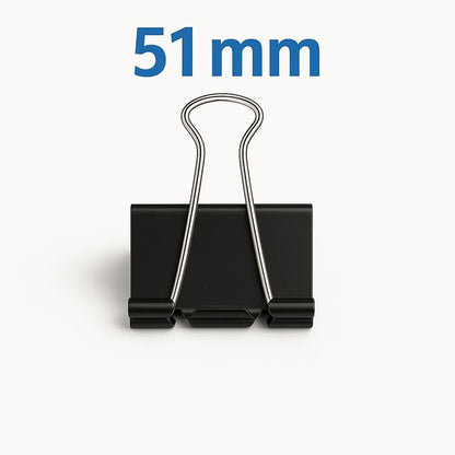 Binder Clips - Heavy Duty Metal Clamps for Organizing Papers, Files, Office Supplies, and Schoolwork - Durable, Reusable, Ideal for Home, Office, and Classroom Use (12Pcs 51mm, Black)