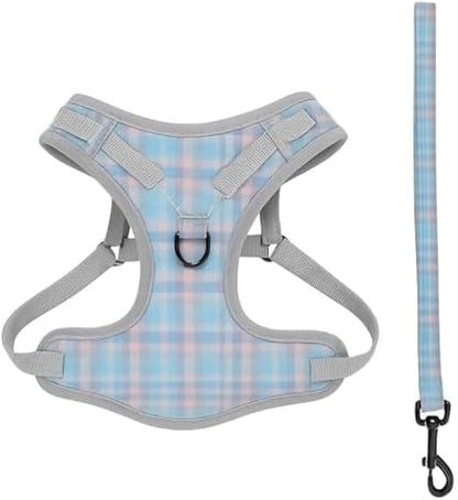 Dog & Cat Harness and Lead Set Size M 29x20cm Adjustable No-Pull Padded Breathable Nylon Vest Leash Reflective