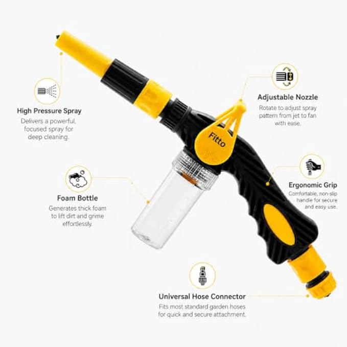 96 Pieces High Pressure Water Spray Guns with Foam Bottle (Adjustable Nozzle and Ergonomic Grip for Cleaning and Gardening)