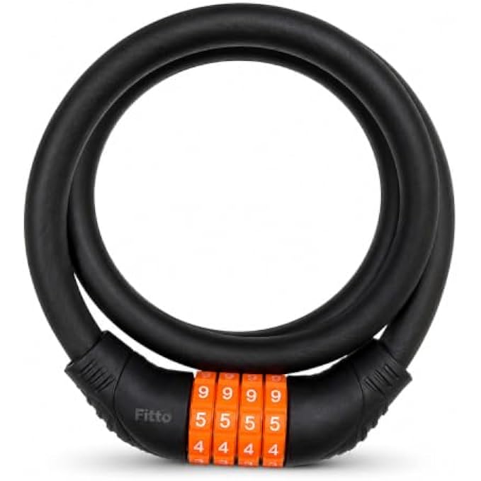 96 Pieces 4-Digit Combination Cable Locks (Resettable Flexible Anti-Theft Lock for Bicycles – Scooters and Everyday Gear – Black and Orange)