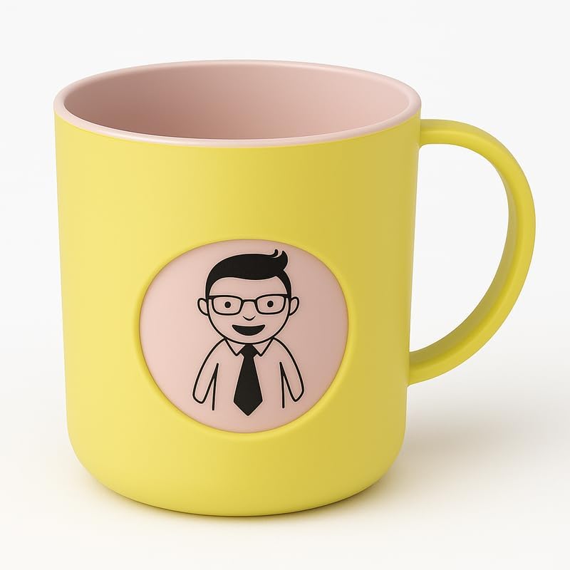 144 Pieces Plastic Mugs with Yellow Outer Surface and Light Pink Interior Design (Durable and Stylish Drinkware)