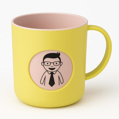 Plastic Mug with Yellow Outer Surface and Light Pink Interior Design, Durable and Stylish Drinkware