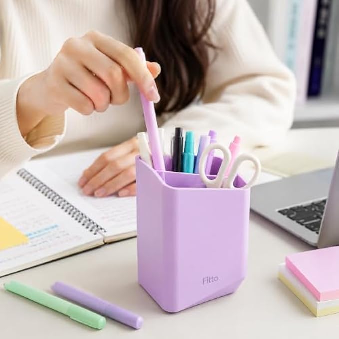 120 Pieces Lavender Desktop Pen Holders (Compact Open-Top Plastic Organizer for Pens – Pencils – Markers – Brushes and Stationery Tools)