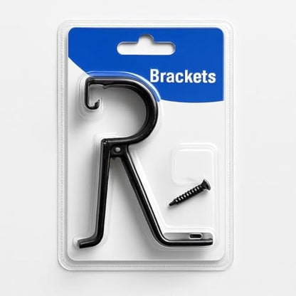 Universal Curtain Rod Brackets - Adjustable Heavy Duty Wall & Ceiling Mount Support for Curtain Poles and Drapery Hardware, Fits Most Rods