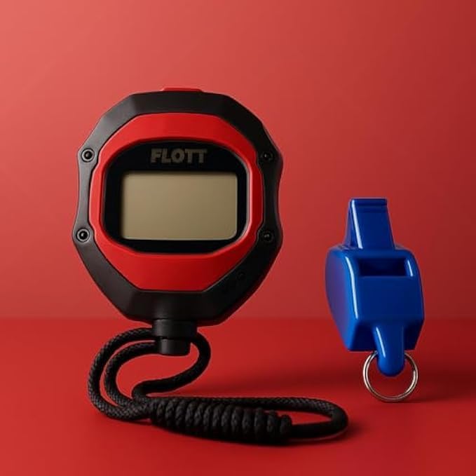Stopwatch Timer with Whistle - Digital Sports Stopwatch with Lanyard, Lap Timer, Countdown & Alarm, Water-Resistant for Coaching
