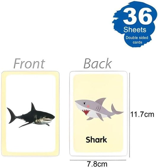Ocean Series Flash Cards 36 Sheets, 11.7x7.8cm, Educational Marine Life Activity Cards