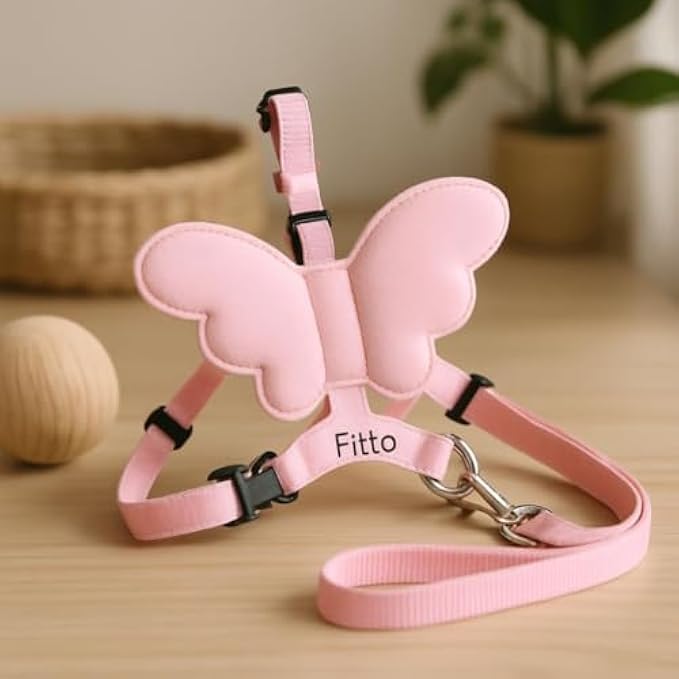 120 Pieces Pink Pet Harness & Leash Set -s (14x8cm Adjustable Harness for Small Dogs & Cats Lightweight Comfortable Walking Leash)